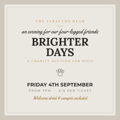 Brighter Days Event, Friday 4th September at The Saracens Head